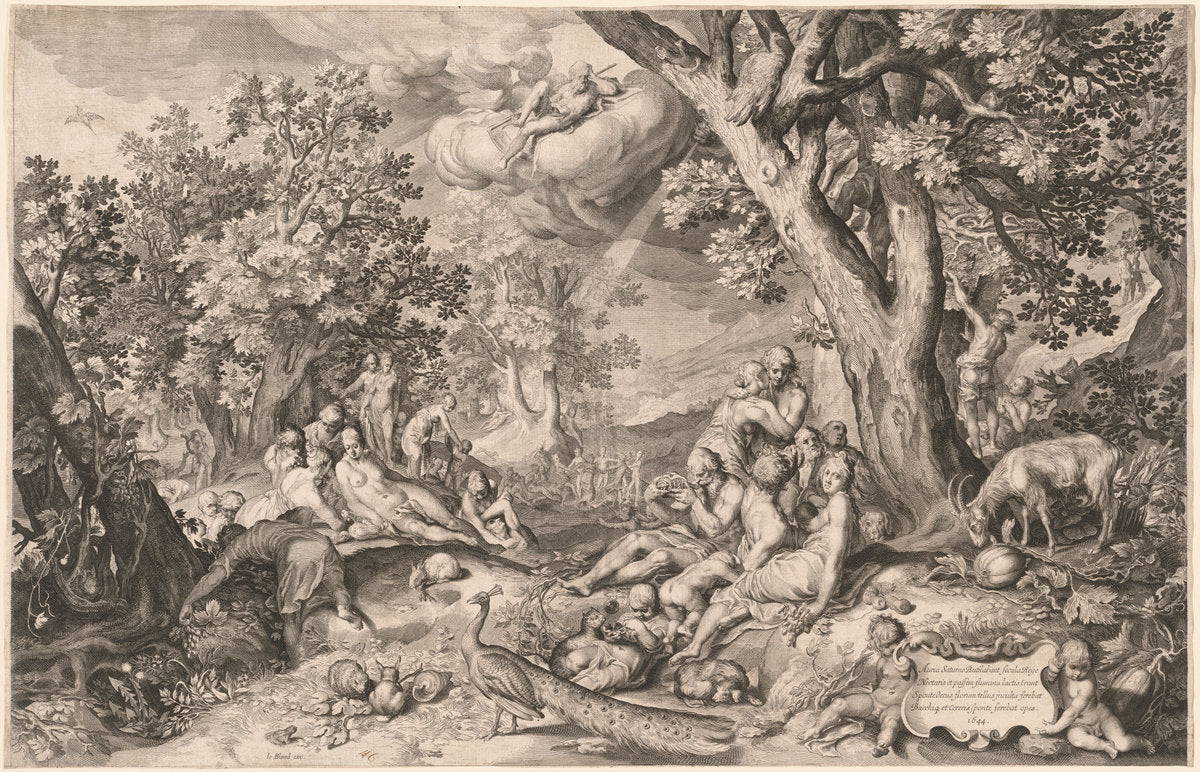 1644 by Netherlandish 17th Century after Nicolaes de Bruyn after Abraham Bloemaert (The Golden Age), 16X12"(A3)Poster Print