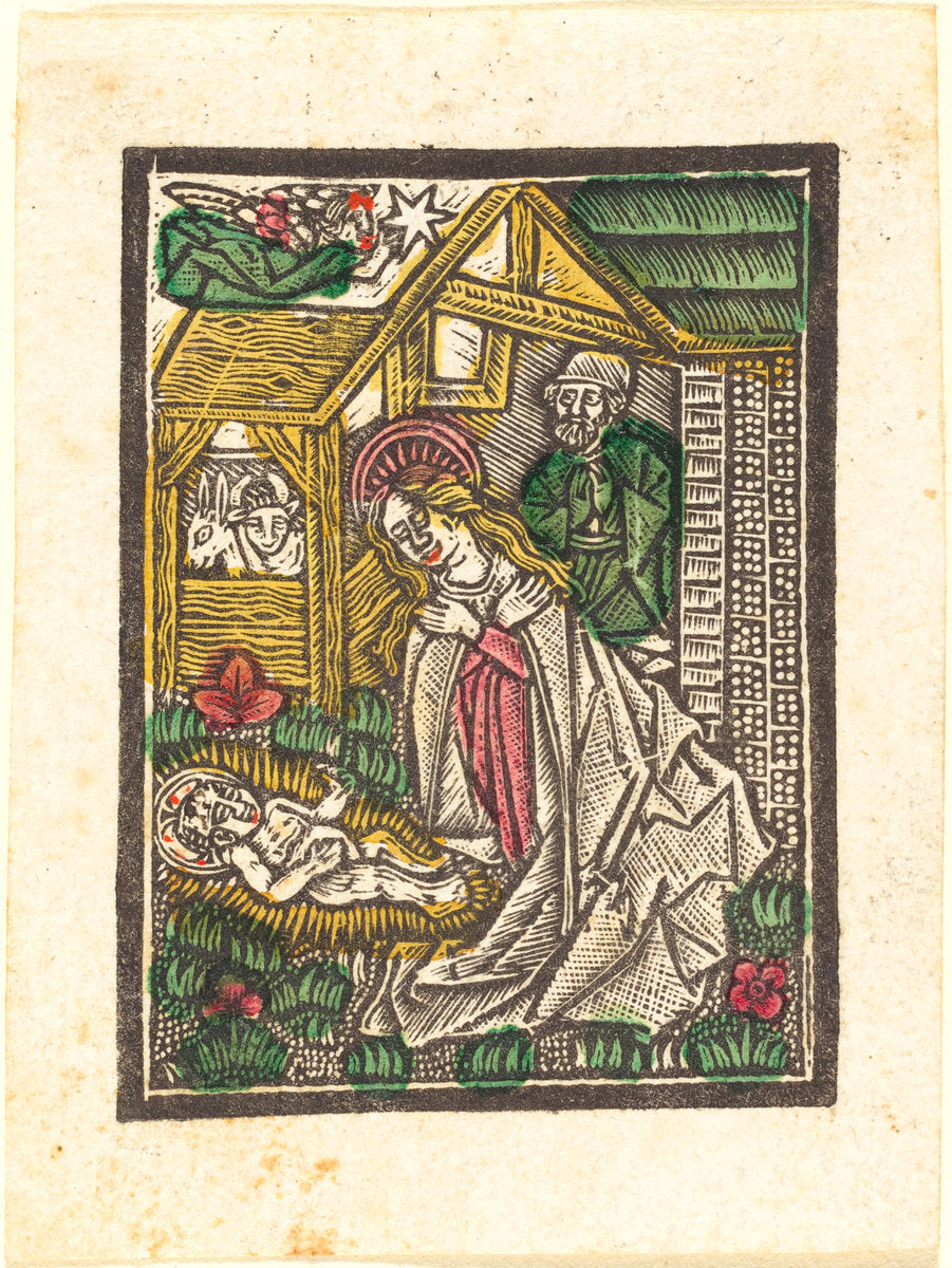 c. 1480 by Workshop of Master of the Aachen Madonna (The Nativity), 16X12"(A3)Poster Print