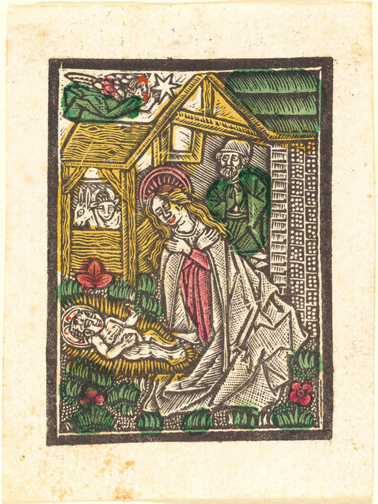 c. 1480 by Workshop of Master of the Aachen Madonna (The Nativity), 16X12"(A3)Poster Print