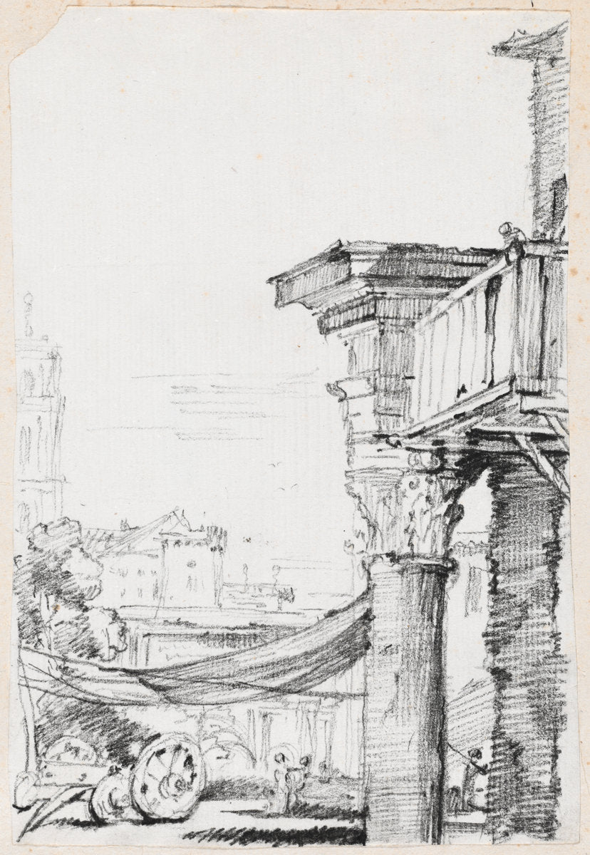 A Balcony in the Roman Forum by Joseph-Marie Vien (French, 1716 - 1809), 16X12"(A3)Poster Print