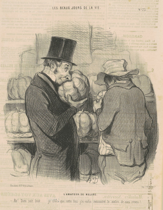 L'amateur de melons by Honoré Daumier (French, 1808 - 1879), 16X12"(A3)Poster Print