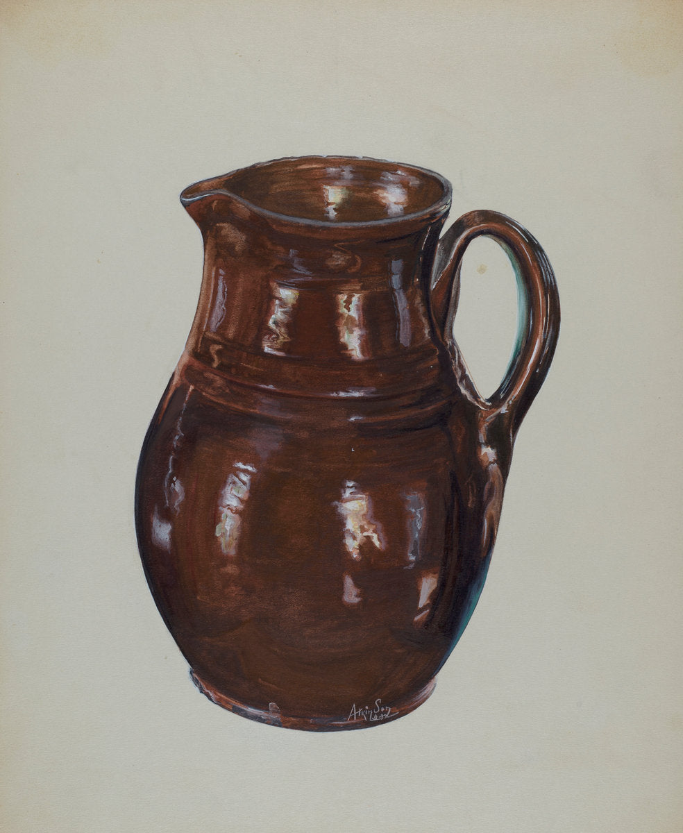 Economy Redware Pitcher by Ralph Atkinson (American, active c. 1935), 16X12"(A3)Poster Print