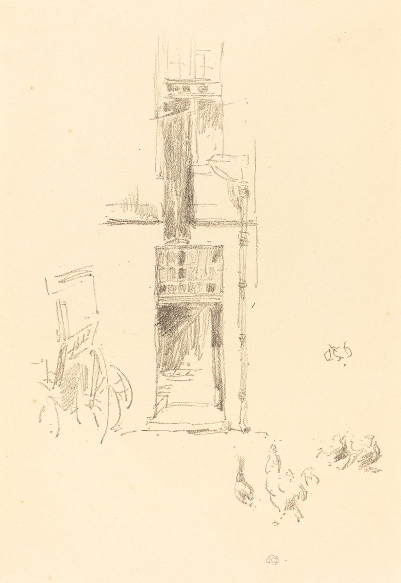 Cocks and Hens, Hôtel Colbert by James McNeill Whistler (American, 1834 - 1903), 16X12"(A3)Poster Print
