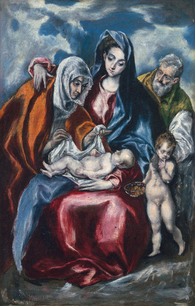 The Holy Family with Saint Anne and the Infant John the Baptist by El Greco (Domenikos Theotokopoulos) (Greek, 1541 - 1614), 16X12"(A3)Poster Print