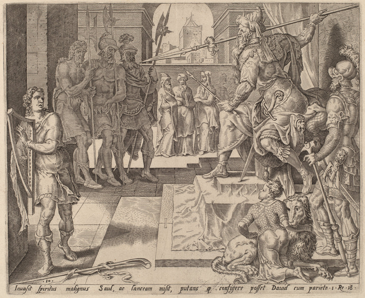 c. 1556 by after Maerten van Heemskerck (David before Saul), 16X12"(A3)Poster Print