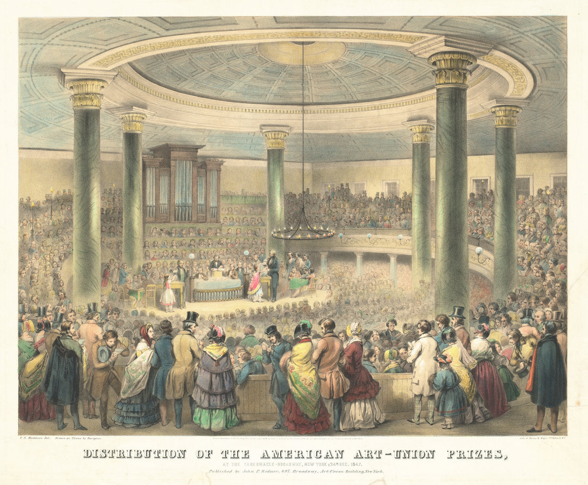 Distribution of the American Art-Union Prizes by Francis D'Avignon (American, born France, 1813 - 1861), 16X12"(A3)Poster Print