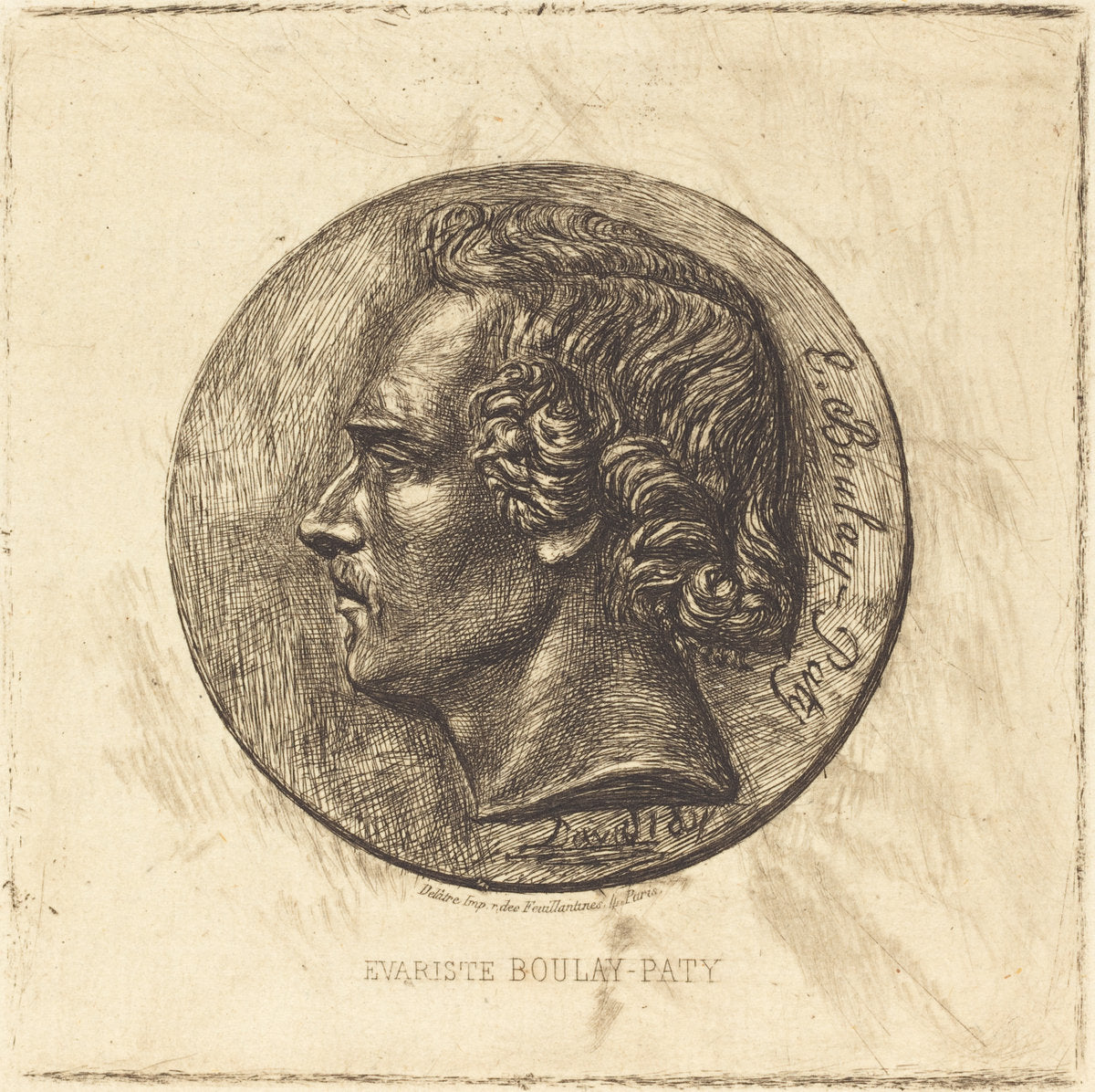 Evariste Boulay-Paty; A Poet (From a Bronze by David d'Angers) by Charles Meryon (French, 1821 - 1868), 16X12"(A3)Poster Print