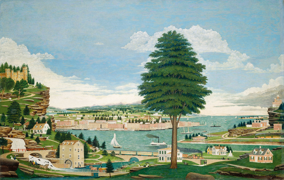 Composite Harbor Scene with Castle by Jurgan Frederick Huge (American, 1809 - 1878), 16X12"(A3)Poster Print