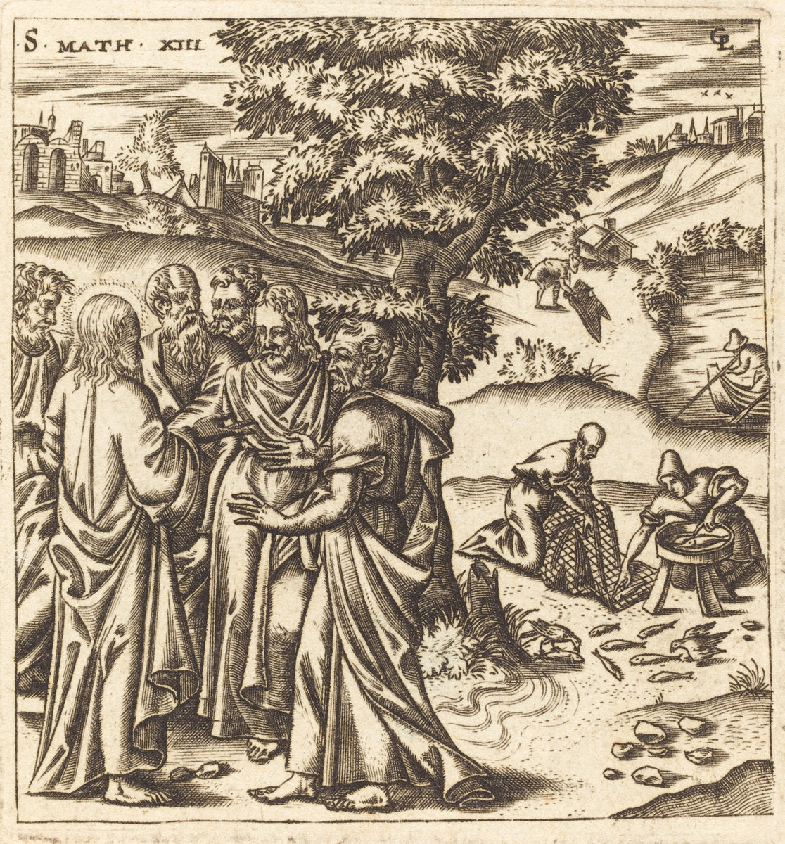 Christ Telling His Disciples of the Parable of the Dragnet by Léonard Gaultier (French, 1561 - 1641), 16X12"(A3)Poster Print