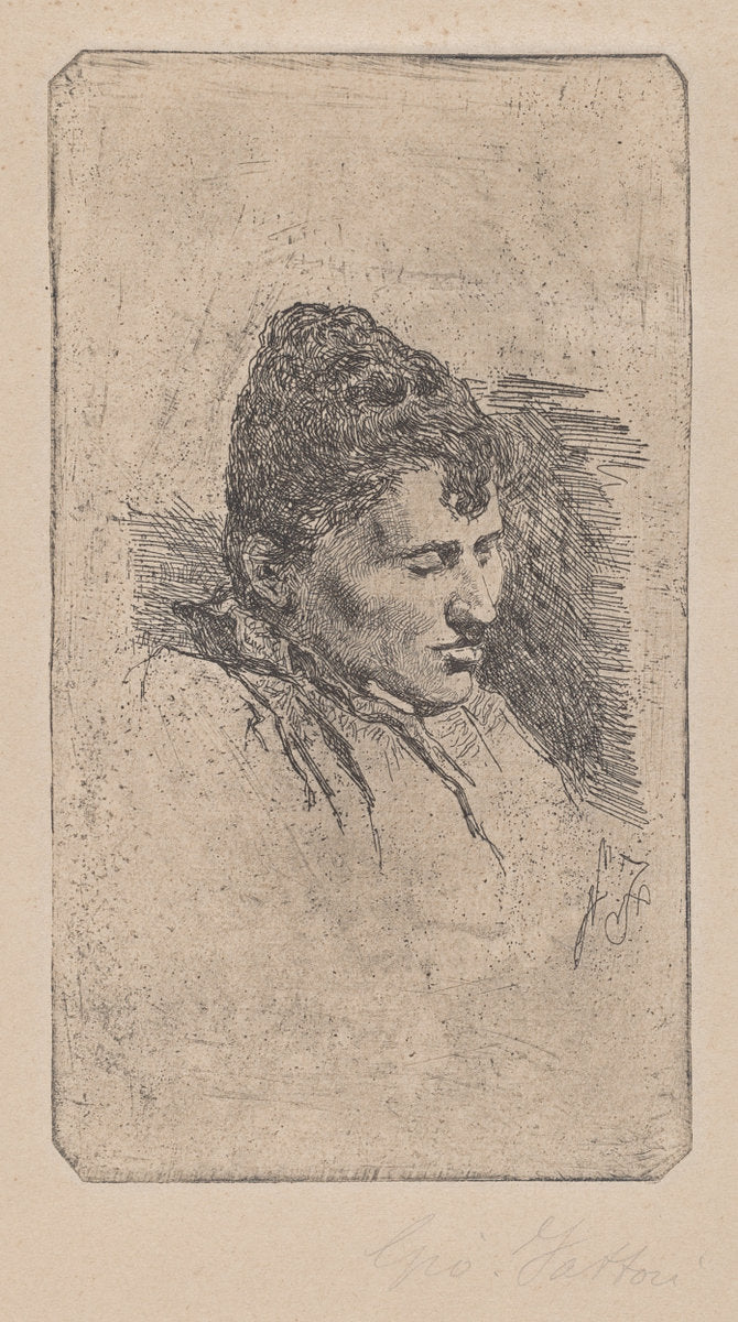 Portrait of the Artist's Second Wife [Ritratto della seconda moglie] by Giovanni Fattori (Italian, 1825 - 1908), 16X12"(A3)Poster Print