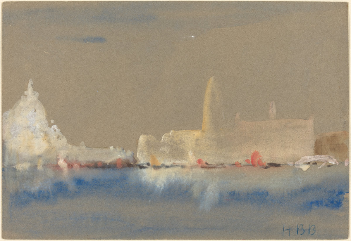 The Salute and the Palazzo Ducale from the Bacino di San Marco by Hercules Brabazon Brabazon (British, 1821 - 1906), 16X12"(A3)Poster Print