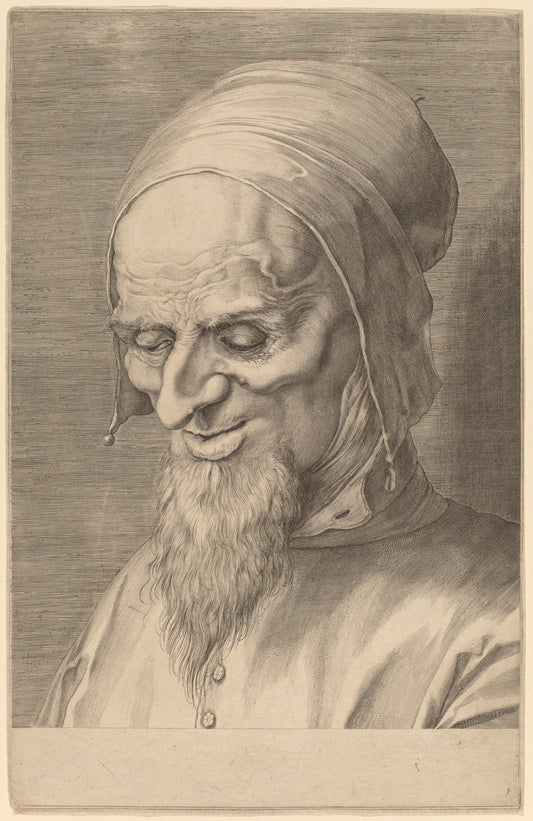 Head of an Apostle with Beard and Cap by Aegidius Sadeler II (Flemish, c. 1570 - 1629), 16X12"(A3)Poster Print