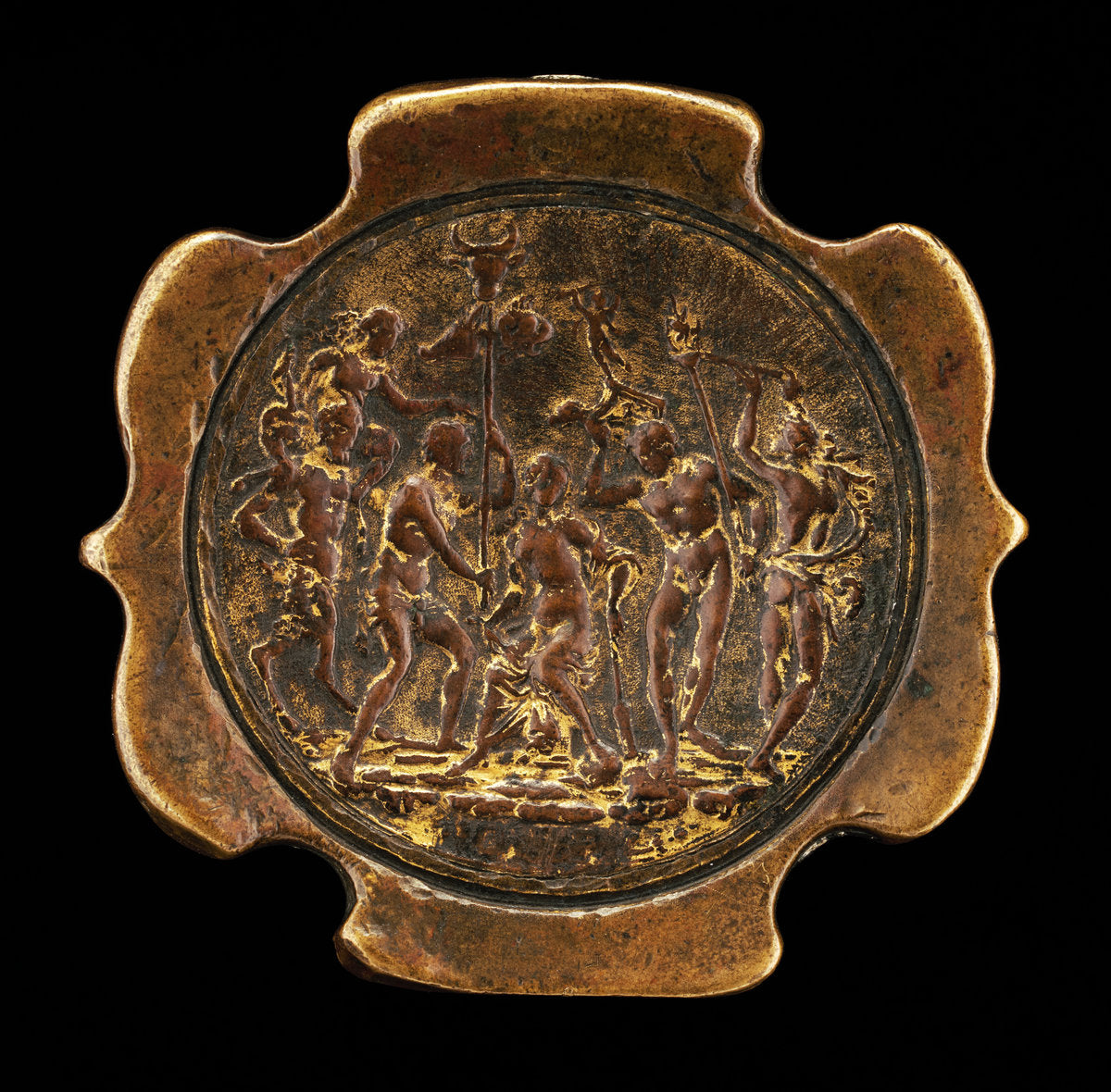 Sword Pommel with inset plaquette of Ariadne [affixed reverse of pommel] by Master IO.F.F. (Bolognese, active 1468/1484), 16X12"(A3)Poster Print