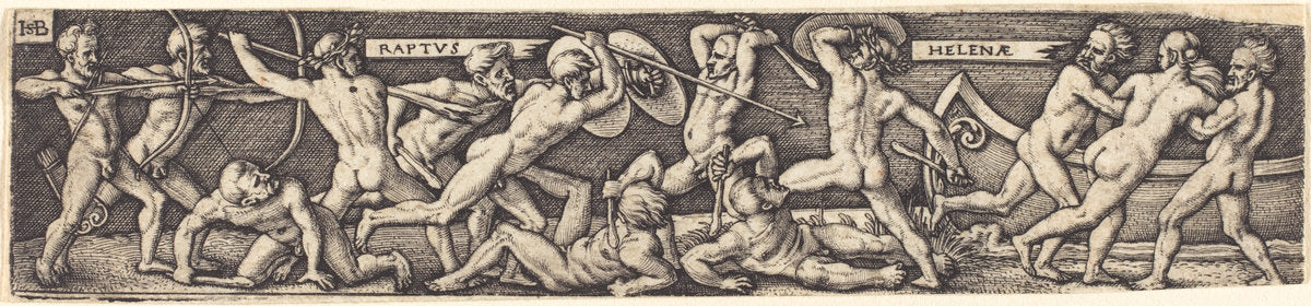 The Rape of Helena by Sebald Beham (German, 1500 - 1550), 16X12"(A3)Poster Print