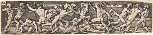 The Rape of Helena by Sebald Beham (German, 1500 - 1550), 16X12"(A3)Poster Print