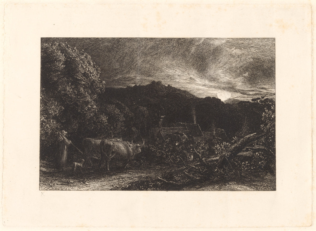 The Weary Ploughman, or The Herdsman, or Tardus Bubulcus by Samuel Palmer (British, 1805 - 1881), 16X12"(A3)Poster Print