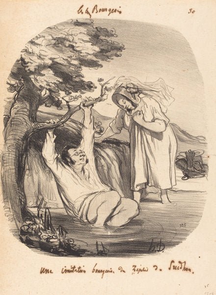 Une Imitation bourgeoise du Zéphir de Prudhon by Honoré Daumier (French, 1808 - 1879), 16X12"(A3)Poster Print