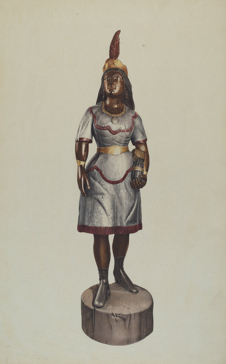 1935/1942 by American 20th Century (Cigar Store Pocahontas), 16X12"(A3)Poster Print