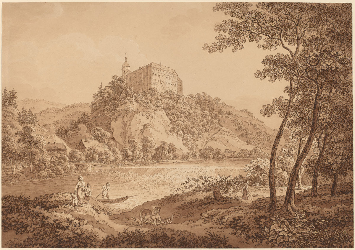 View of Castle Sachsenburg by Adrian Zingg (Swiss, 1734 - 1816), 16X12"(A3)Poster Print