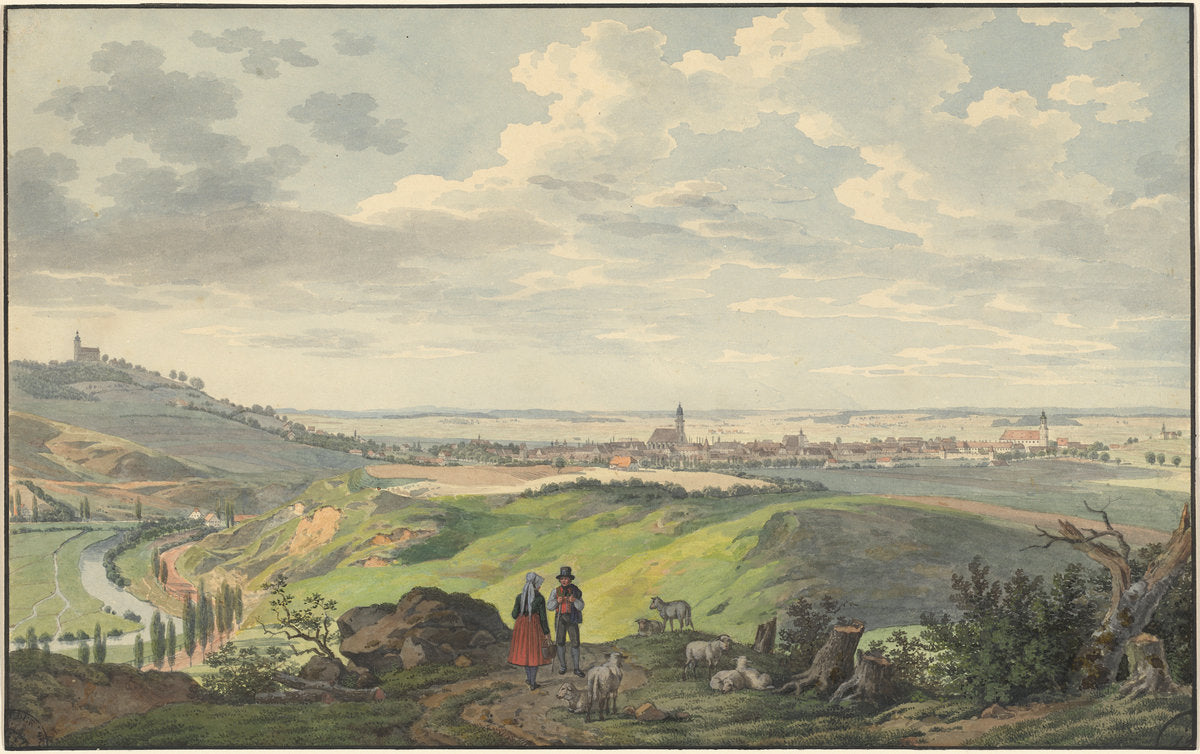 The City of Arnberg in the Oberpfalz by Carl Heinzmann (German, 1795 - 1846), 16X12"(A3)Poster Print