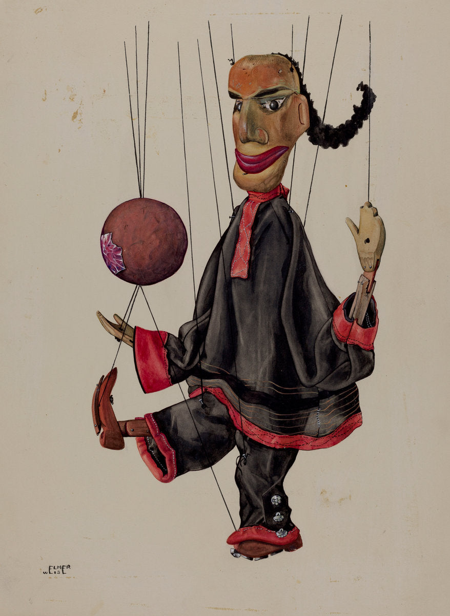 Juggling Marionette by Elmer Weise (American, active c. 1935), 16X12"(A3)Poster Print