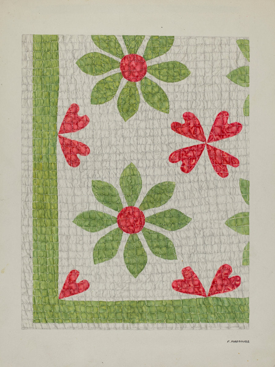 Hand Made Quilt by Florence Hastings (American, active c. 1935), 16X12"(A3)Poster Print