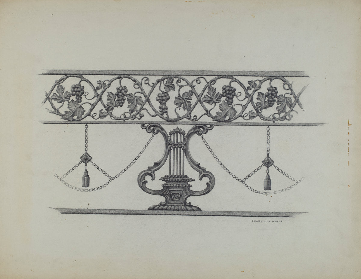 Cast Iron Fencing by Charlotte Angus (American, 1911 - 1989), 16X12"(A3)Poster Print