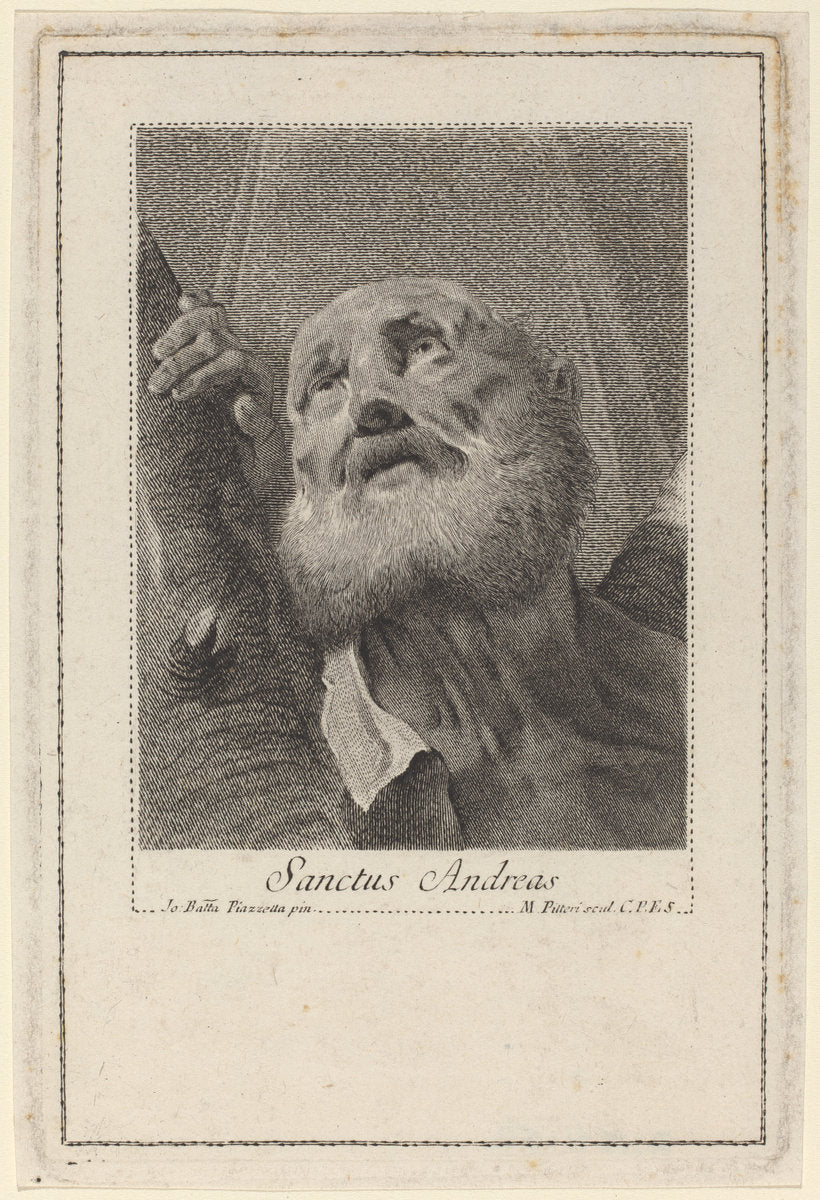 Sanctus Andreas by Marco Alvise Pitteri after Giovanni Battista Piazzetta (Italian, 1702 - 1786), 16X12"(A3)Poster Print