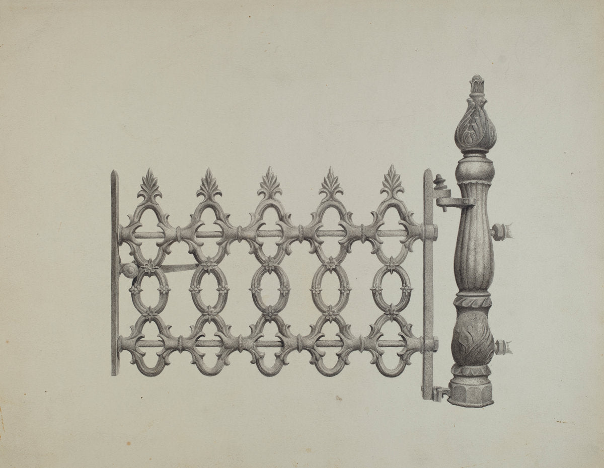 Gate and Gatepost by Jerome Hoxie (American, active c. 1935), 16X12"(A3)Poster Print