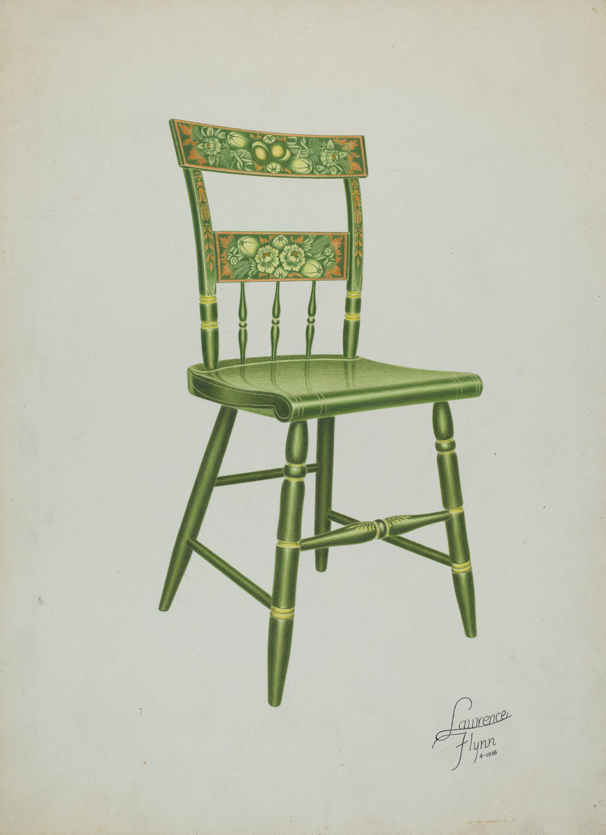 Stencilled Chair - One of Set of Six by Lawrence Flynn (American, 1900 - 1973), 16X12"(A3)Poster Print