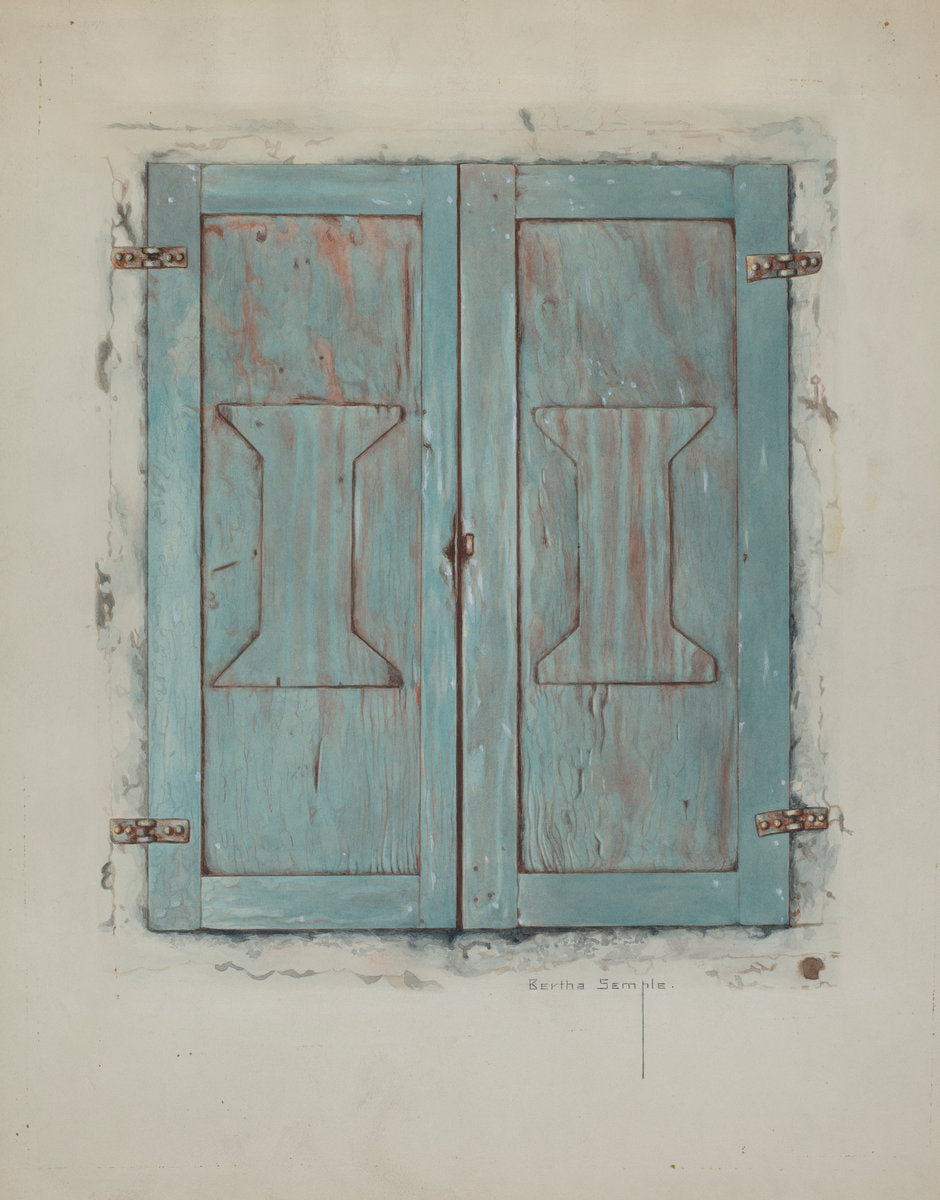 Cabinet Doors at Mission San Jose de Guadalupe by Bertha Semple (American, active c. 1935), 16X12"(A3)Poster Print