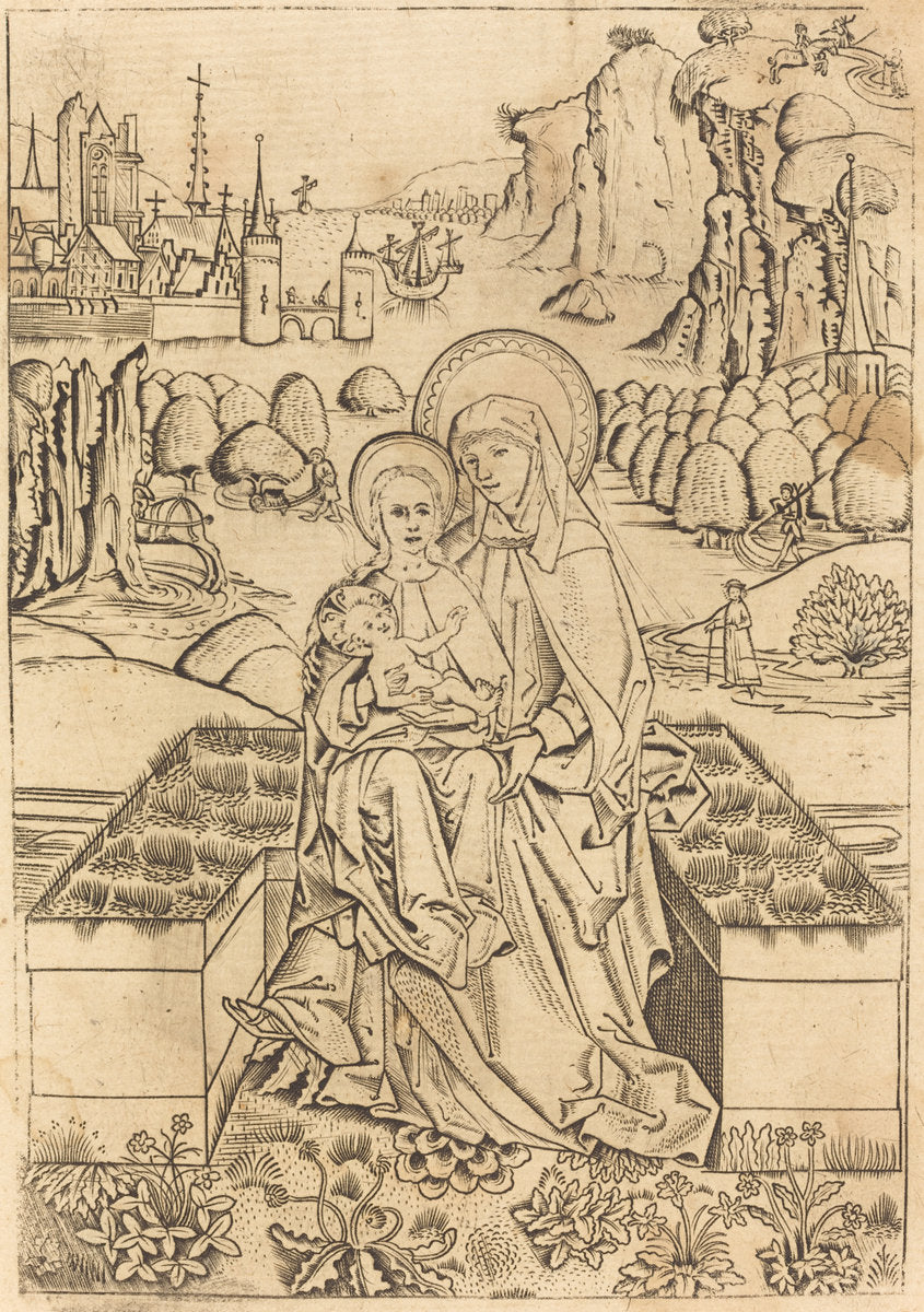 The Madonna and Child with Saint Anne by Master of St. Sebastian (German, active c. 1470/1490), 16X12"(A3)Poster Print