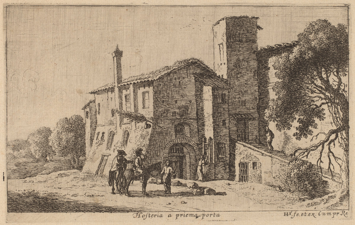 Inn at the Prima Porta by Herman van Swanevelt (Dutch, c. 1600 - 1655), 16X12"(A3)Poster Print