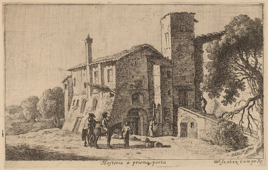 Inn at the Prima Porta by Herman van Swanevelt (Dutch, c. 1600 - 1655), 16X12"(A3)Poster Print
