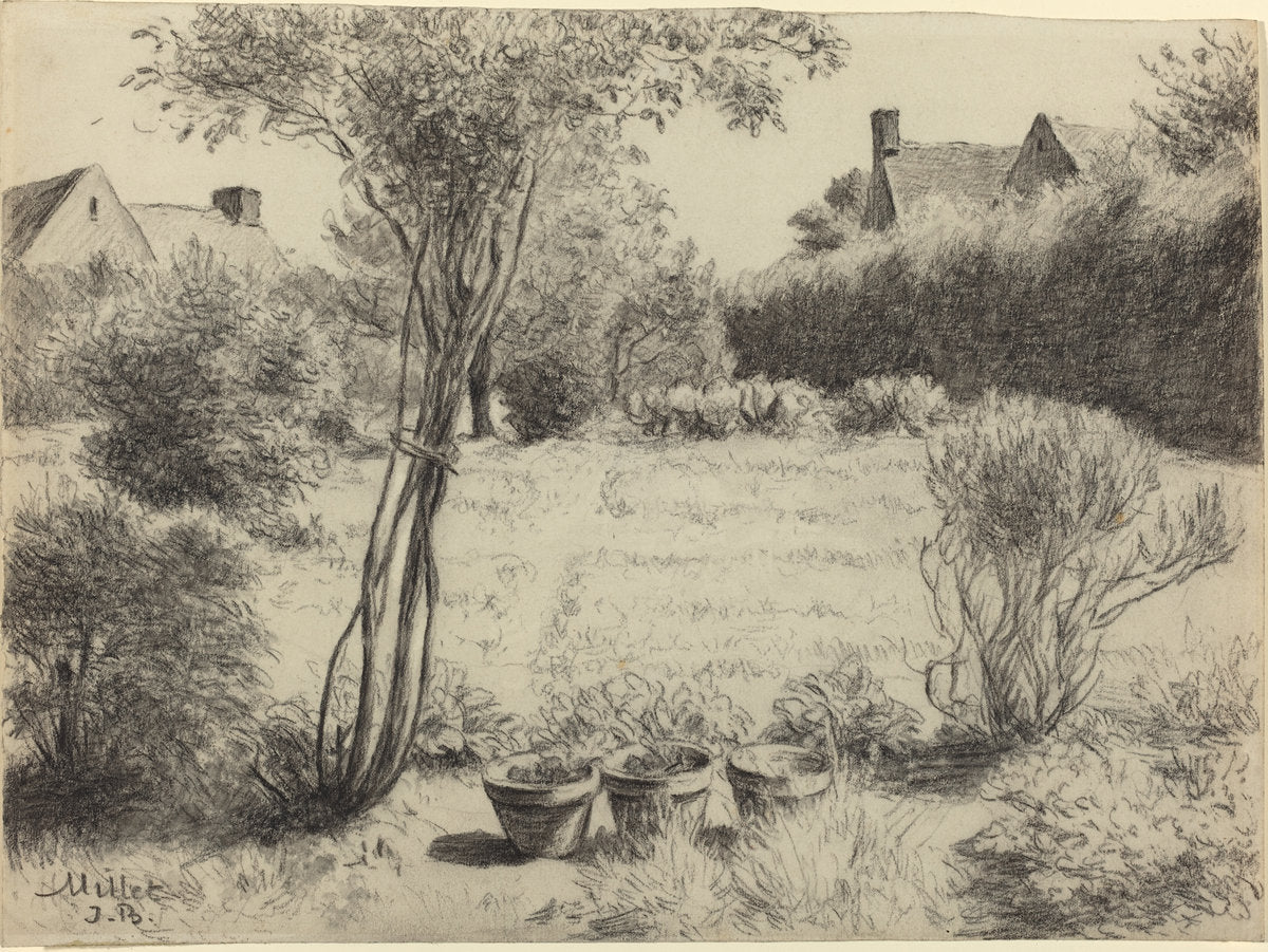 Sunlit Garden by Jean-Baptiste Millet (French, 1831 - 1906), 16X12"(A3)Poster Print