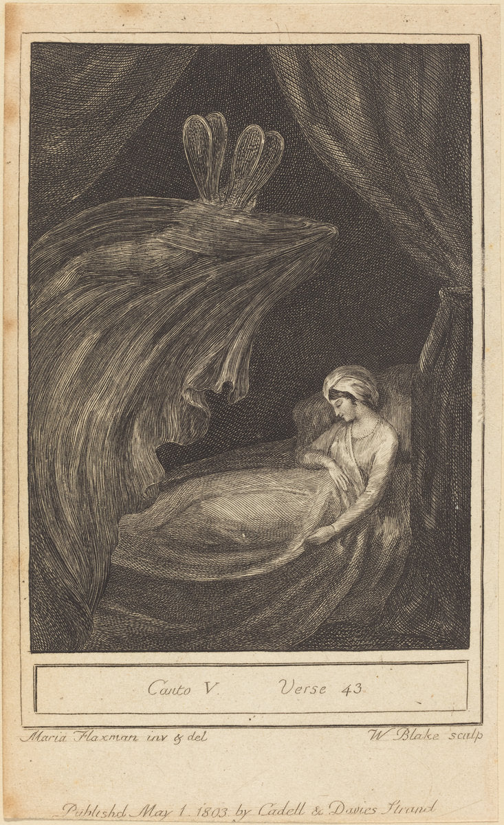 Canto V, Verse 43 by William Blake after Mary Ann Flaxman (British, 1757 - 1827), 16X12"(A3)Poster Print