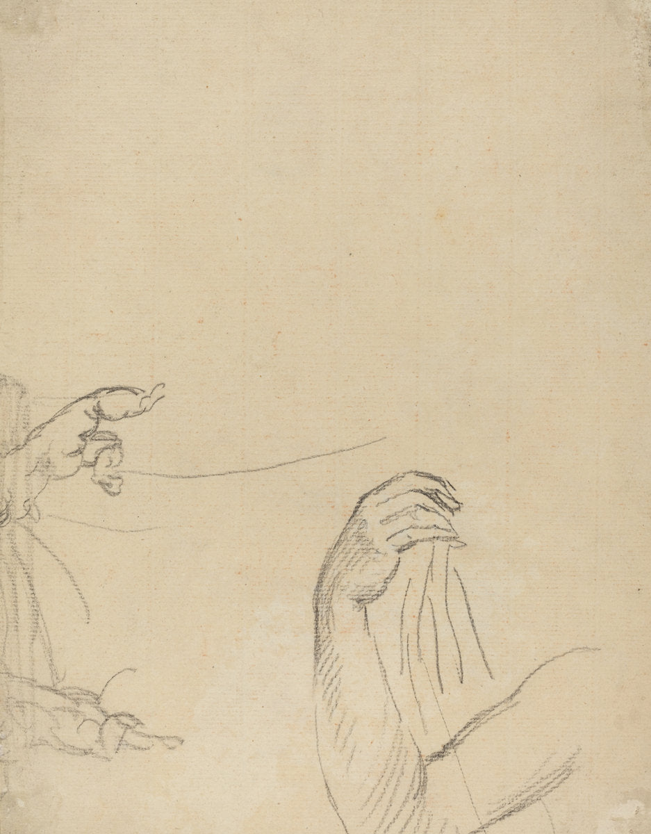 Study of Two Putti and a Draped Arm [verso] by Giovanni Battista Cipriani (Italian, 1727 - 1785), 16X12"(A3)Poster Print