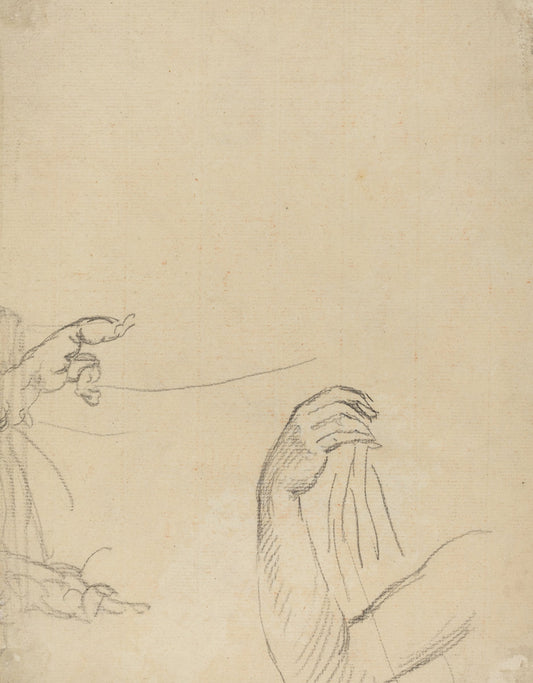 Study of Two Putti and a Draped Arm [verso] by Giovanni Battista Cipriani (Italian, 1727 - 1785), 16X12"(A3)Poster Print