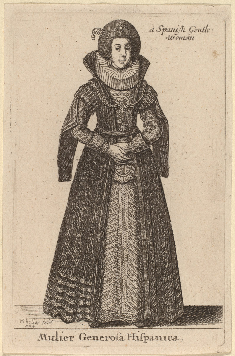 Mulier Generosa Hispanica by Wenceslaus Hollar (Bohemian, 1607 - 1677), 16X12"(A3)Poster Print