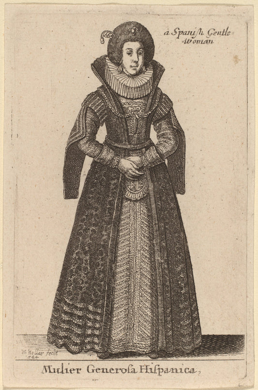Mulier Generosa Hispanica by Wenceslaus Hollar (Bohemian, 1607 - 1677), 16X12"(A3)Poster Print