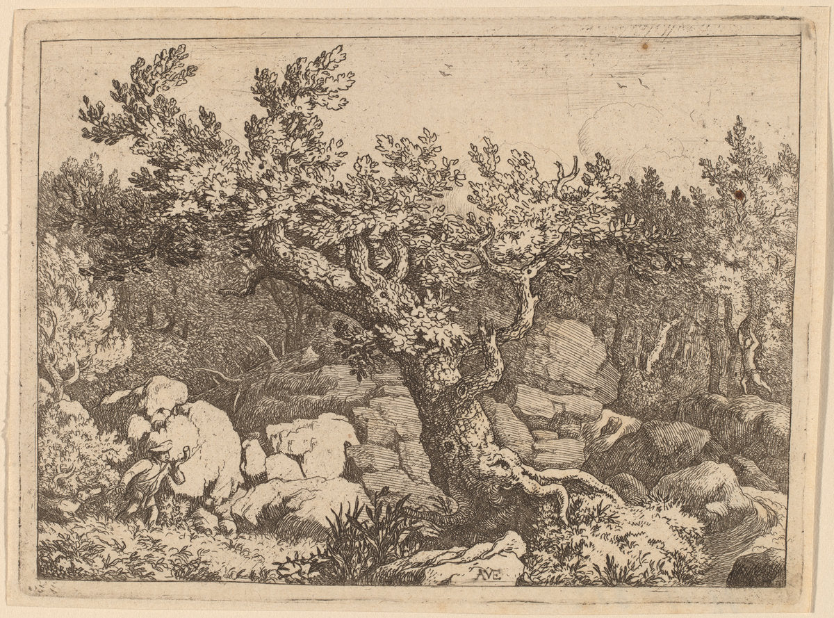 Sportsman near a Large Tree by Allart van Everdingen (Dutch, 1621 - 1675), 16X12"(A3)Poster Print