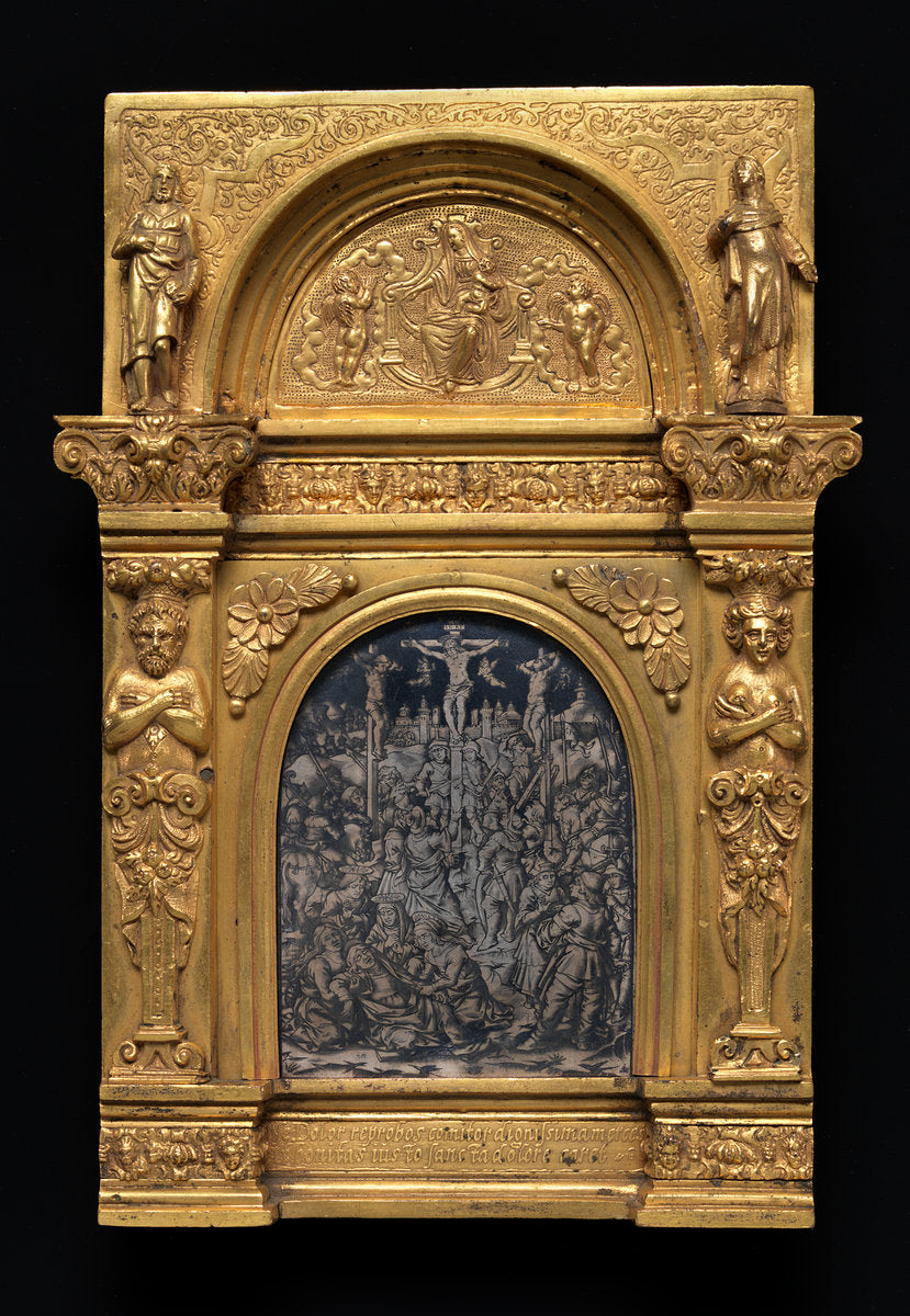 Pax: Crucifixion with Two Thieves by Maso Finiguerra (Florentine, 1426 - 1464), 16X12"(A3)Poster Print