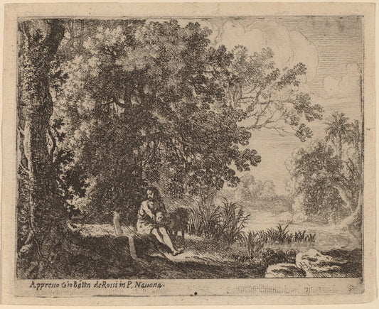 John the Baptist in the Wilderness by Herman van Swanevelt (Dutch, c. 1600 - 1655), 16X12"(A3)Poster Print