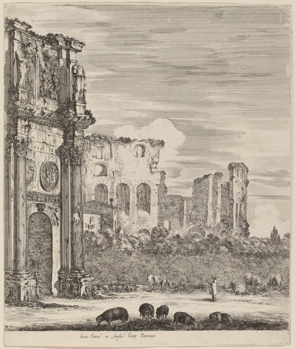 Arch of Constantine by Stefano Della Bella (Italian, 1610 - 1664), 16X12"(A3)Poster Print
