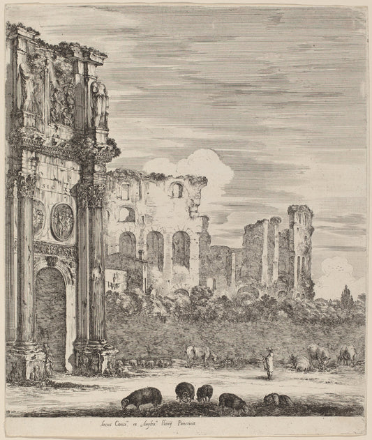 Arch of Constantine by Stefano Della Bella (Italian, 1610 - 1664), 16X12"(A3)Poster Print