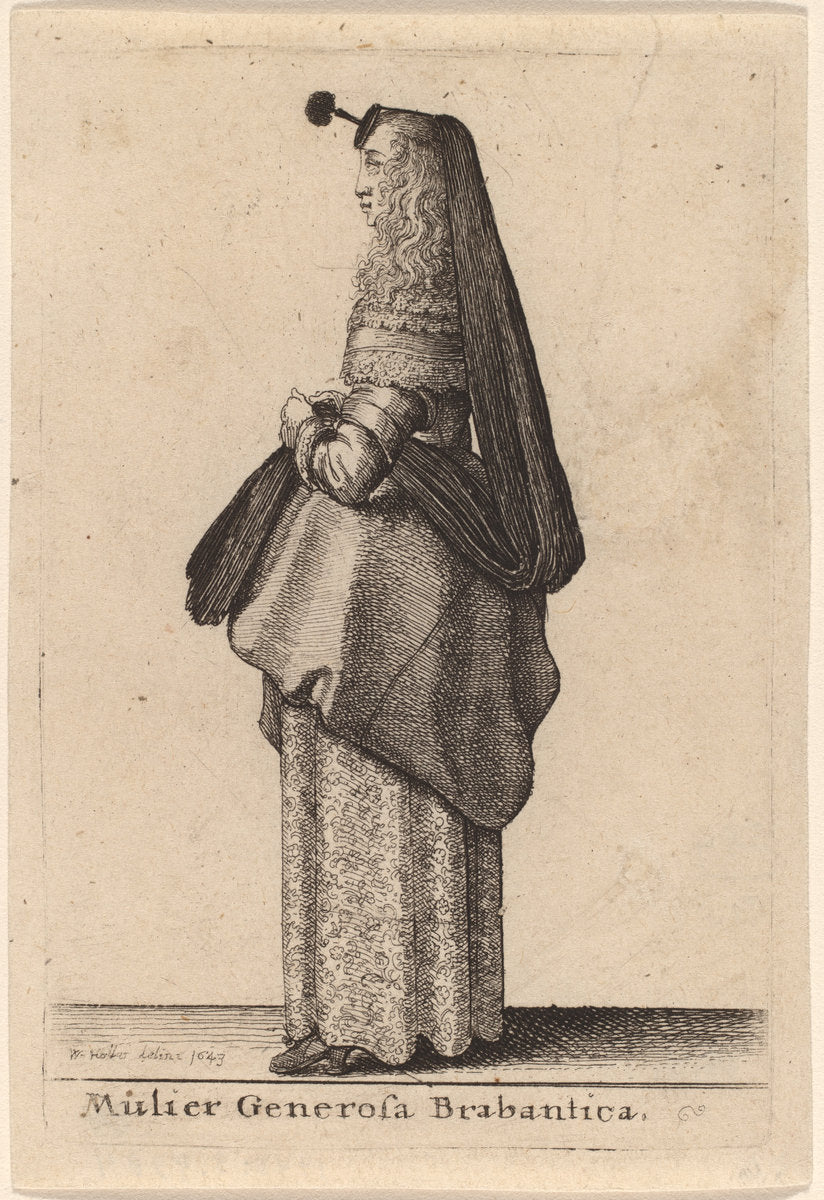 Mulier Generosa Brabantica by Wenceslaus Hollar (Bohemian, 1607 - 1677), 16X12"(A3)Poster Print