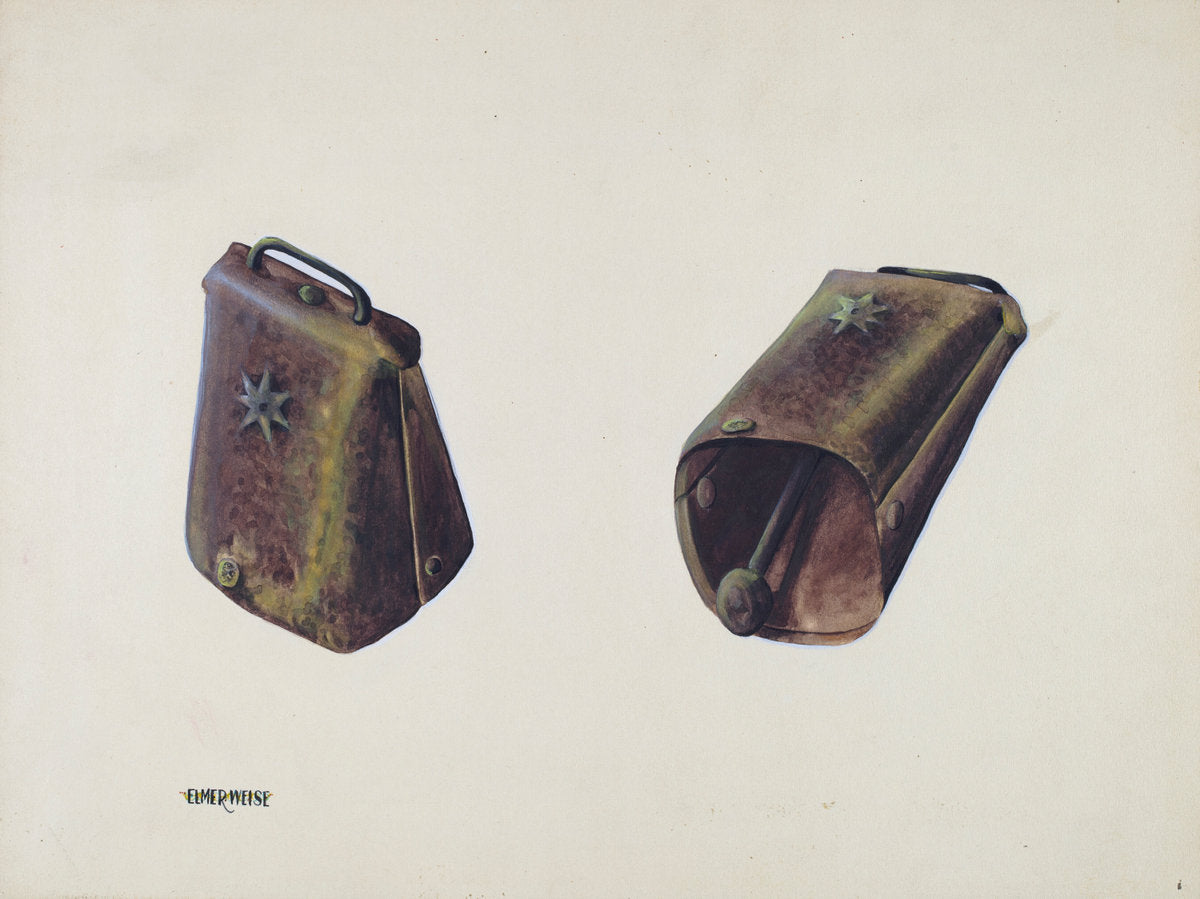 Cow Bell, #1 by Elmer Weise (American, active c. 1935), 16X12"(A3)Poster Print