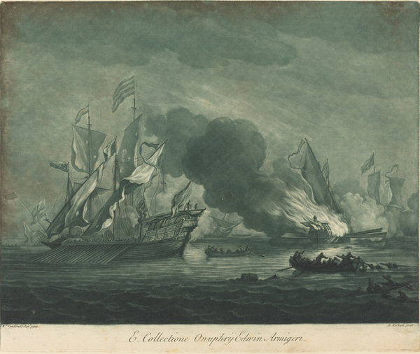Shipping Scene from the Collection of Onuphrij Edwin by Elisha Kirkall after Willem van de Velde the Elder (English, c. 1682 - 1742), 16X12"(A3)Poster Print