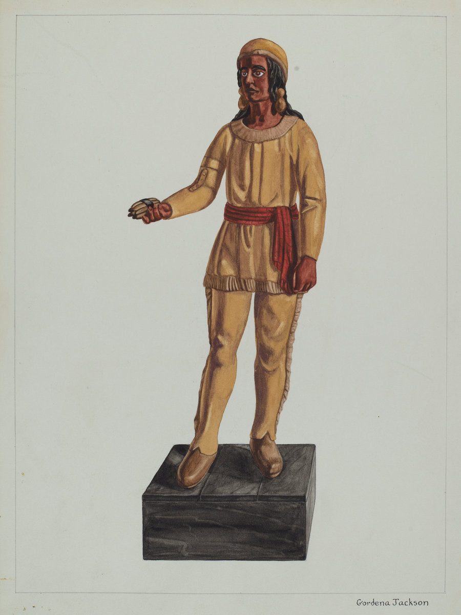 Cigar Store Indian by Gordena Jackson (American, 1900 - 1993), 16X12"(A3)Poster Print