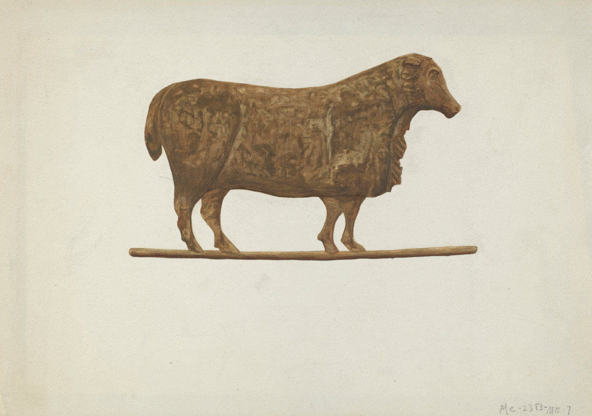 Small Sheep Weather Vane by Mildred E. Bent (American, active c. 1935), 16X12"(A3)Poster Print